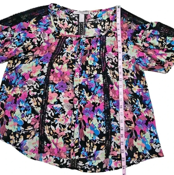 Forever 21 Contemporary Floral Lace Blouse Women Large Multicolor Boho Cottage - Picture 8 of 9